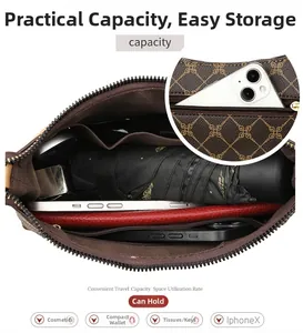 Interior view showing the large storage capacity for essentials in this brown hobo bag