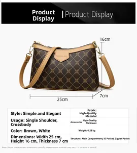 Detailed size chart and specifications for the retro patterned crossbody bag