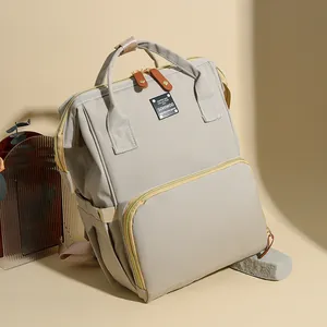 Mochila Bolso Cambiador Gran Capacidad Multifuncional Impermeable Tela Oxford Bolso Viaje Bebé Mujer Con Correas Cochecito Gris