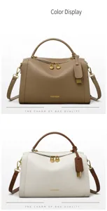 Détail de la texture cuir et du lettrage mode sur ces sacs à main élégants