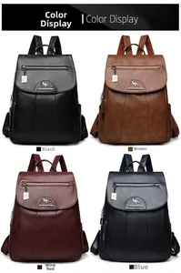 Litchi texture faux leather backpacks in black, brown, wine red, and blue colors