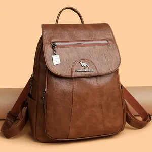 Women Fashion PU Leather Backpack Large Capacity Litchi Pattern Travel Bag Versatile Shoulder Bag Casual Rucksack For Lady