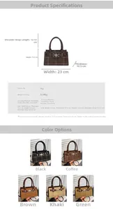Dettagli della mini borsa quadrata in pelle PU trapuntata con anello e dimensioni