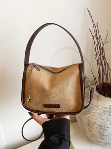Korean Vintage Leopard Print Small Square Bag For Women Trendy PU Leather Crossbody Bag With Star Pendant Shoulder Handbag
