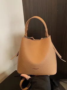 Borsa a Secchiello in Pelle PU Trama Litchi Vintage per Donna Moda Borsa a Tracolla Elegante Borsa a Mano di Qualità Quotidiana