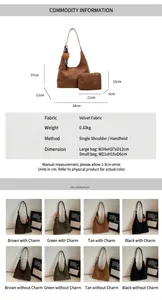 Größentabelle für Samt-Tote-Set mit Maßen für die große Tasche und den Beutel