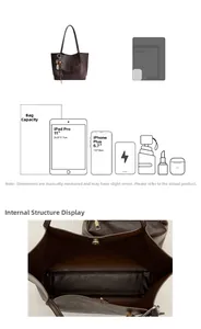 Deep brown leather tote bag interior showing capacity for iPad and daily essentials