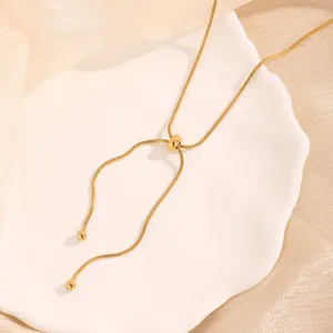 Minimalistische vergoldete Schlangenkette mit verstellbarem Zugverschluss und Y-Form-Design