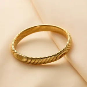Bracciale Rigido Elastico Tubogas da Donna in Acciaio al Titanio Spirale Flessibile Gioielli Minimalisti di Moda
