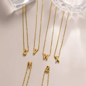 18K Vergoldeter Edelstahl Initial Buchstabe Anhänger Halskette Einfache Alphabet O-Kette Schlüsselbein Kette Für Damen Herren