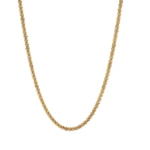 Collier en acier titane plaqué or 18 carats avec texture ondulée et chaîne popcorn