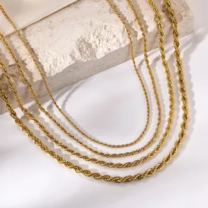 Minimalistische Edelstahl Seilkette Halskette Für Damen Herren Vergoldet Gedreht Gliederkette Armband Schmuck Geschenk Alltagskleidung