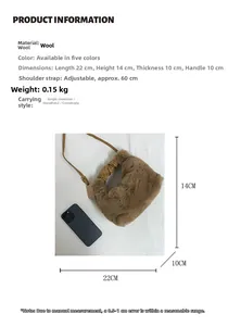 Plüsch-Handtasche Details mit Maßen 22x14x10cm und abnehmbarem Schultergurt