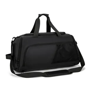 Sac de sport noir grande capacité en tissu imperméable avec bandoulière réglable