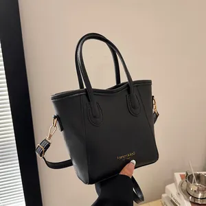 Women Vintage PU Leather Tote Bag Retro Large Capacity Handbag Golden Lettering Shoulder Bag For Lady Office Commuter