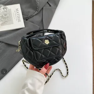 Damen Mini Diamant Gesteppte Umhängetasche PU Leder Goldkette Schultertasche Blumen Schnalle Mode Handtasche Alltag Party
