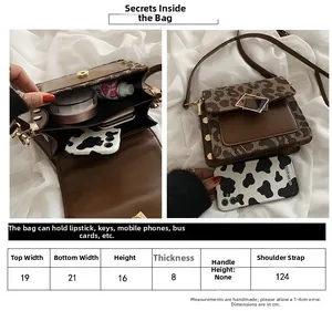 Guida alle taglie dettagliata e capacità interna della borsa a tracolla leopardata