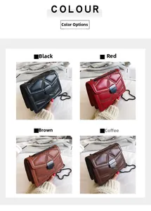 Options de couleurs pour sacs à bandoulière matelassés en noir, rouge, marron et café