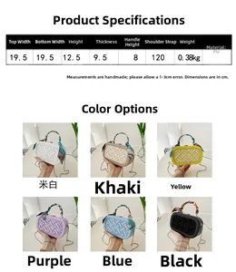 Detail showing cross-woven PU leather texture and silk scarf handle on fashion mini handbag
