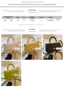 Detailed size chart and dimensions for the faux crocodile leather square handbag
