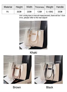 Borsa tote trapuntata da donna in pelle PU, dimensioni 30x33x12cm con cinturino a catena