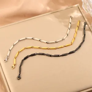 Bracelet chaîne en acier titane minimaliste en or, argent et noir pour hommes et femmes