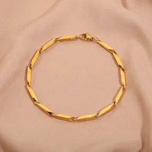 Bracelet chaîne hip-hop minimaliste en acier inoxydable plaqué or 18 carats avec fermoir