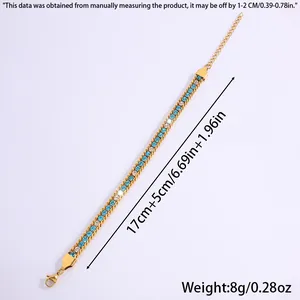 Détails du bracelet en or avec zircons bleus, longueur 17cm+5cm, poids 8g/0.28oz