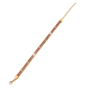 Bracelet en acier titane doré orné de cristaux roses et transparents pour femme