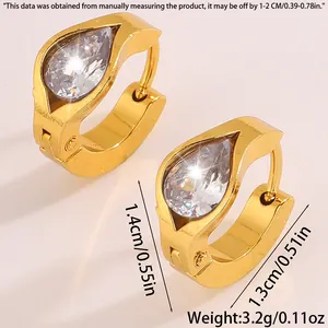 Detailed size specifications for gold teardrop earrings with cubic zirconia stones