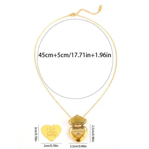 Guida alle taglie della collana con medaglione a cuore dorato e incisione I love my Family