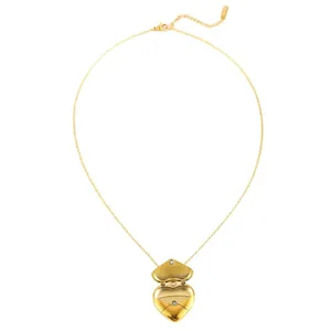Collana con medaglione a cuore apribile in acciaio inossidabile placcato oro 18 carati