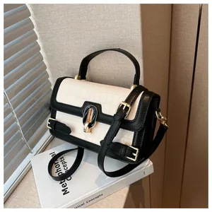 Borsa Quadrata Piccola da Donna con Goffratura Coccodrillo in Pelle PU Borsa a Tracolla Fashion Retro con Accessori Dorati