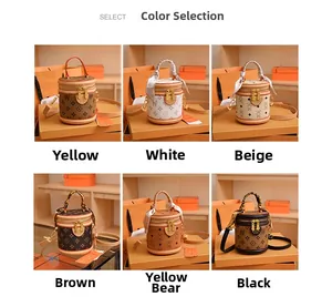 Selection of six patterned mini bucket bags with silk scarf handles and adjustable straps