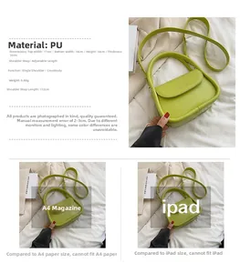 Detailed size parameters for grass green PU leather crossbody square bag for women