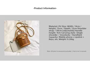 Brown bucket bag dimensions 14x15x12cm with adjustable strap and bear print detail