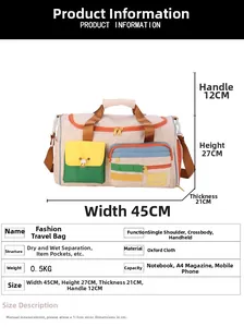 Tabella taglie borsa da viaggio in tessuto Oxford 45x27x21cm con scomparto umido
