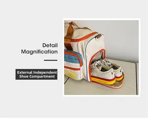 Dettaglio della borsa da viaggio con scomparto per scarpe esterno separato