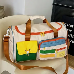 Borsa da Viaggio Capiente Donna Separazione Secco-Umido Borsa Yoga Fitness Color Block Borsa a Mano Con Scomparto Scarpe