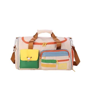 Borsa da viaggio grande con separazione secco-umido e tasche colorate a contrasto