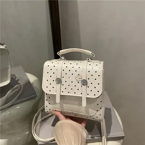 Mode Punktmuster Kleiner Rucksack Für Damen Retro PU Leder Handtasche Schultertasche Mini Preppy Stil Büchertasche Täglicher Lässiger Rucksack