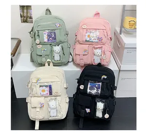 Serie di zaini scolastici in tessuto Oxford impermeabile in quattro colori pastello tenui