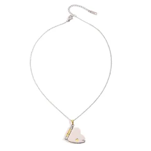 Polished titanium steel envelope heart locket necklace with gold hinge and K18 engraving