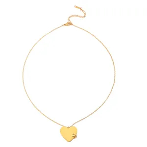 Gouden roestvrijstalen ketting met hartvormige liefdesbrief hanger en verstelbare ketting