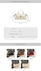 Detailed chart showing size and color options for the stylish PU leather square bag