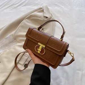 Luxus Damen Handtasche PU Leder Krokoprägung Goldene Schnalle Umhängetasche Box Bag Schultertasche Für Alltag Und Party