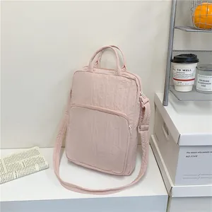 Minimalist light pink large capacity oxford fabric tote bag with versatile shoulder strap