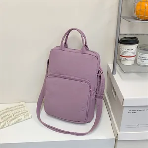 Large purple oxford cloth crossbody handbag for students and commuting women