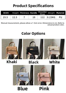 Tableau des tailles détaillé et dimensions du sac à bandoulière minimaliste en cuir PU