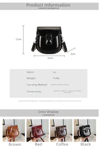 Guida alle dimensioni di una borsa a sella in pelle PU con misure 16x17x6cm dettagliate